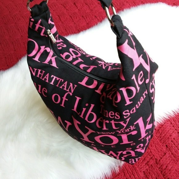 Jay Joshua Pink Black Canvas Tote Shoulder Bag - Picture 1 of 7